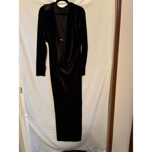 Women's Fashion Nova Black Velvet Hooded Maxi Dress Size L